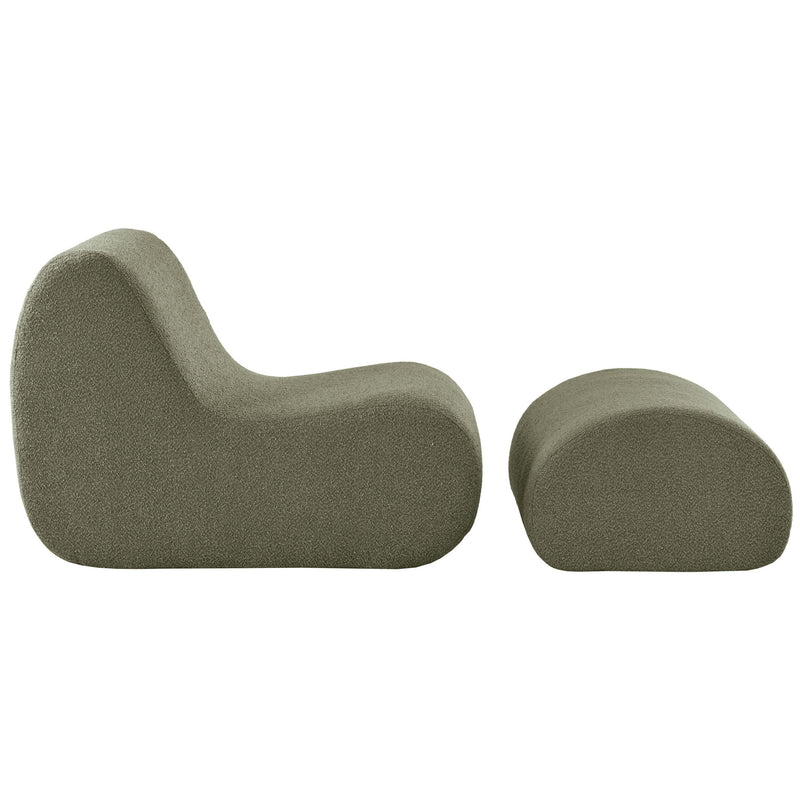 Curved Lounge Chair With Ottoman And High Resilience Foam