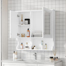 Wall Mounted Mirror Medicine Cabinet, Bathroom Storage With Doors And Open Shelves