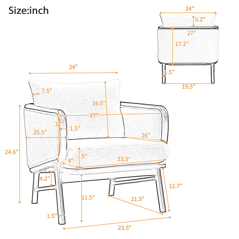 Upholstered Accent Armchair For Living Room