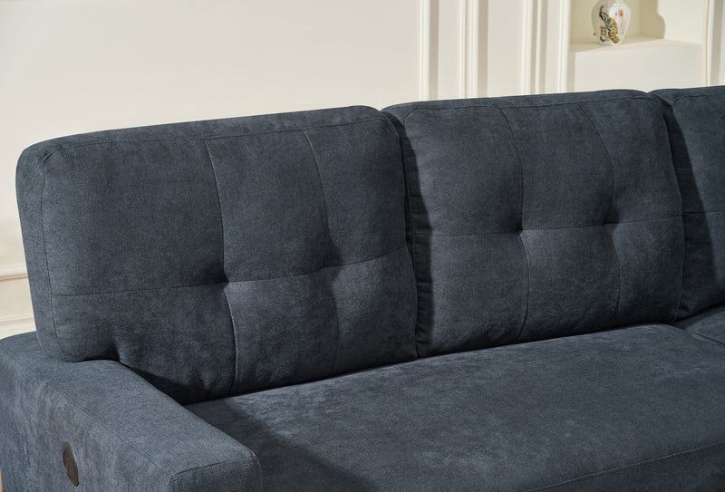 Sectional L Shaped Sofa Couch Bed With USB Port