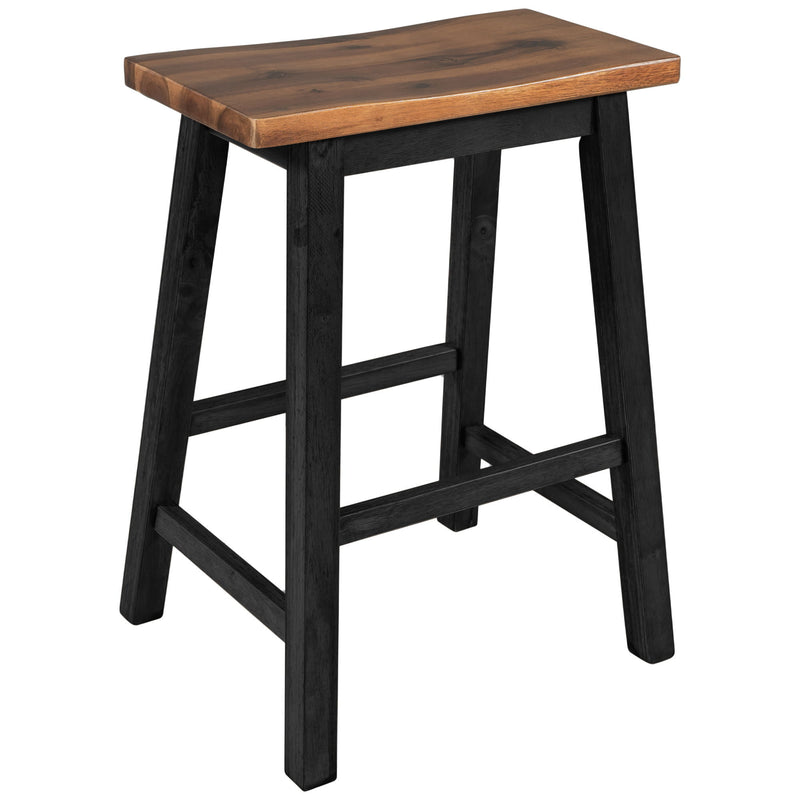 Rustic 3 Piece Stationary Kitchen Island Set With 2 Seatings, With 2 Open Shelves