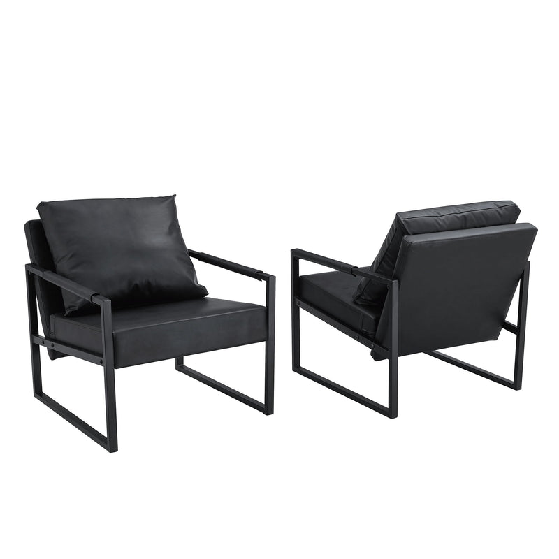 Classic Leather And Metal Frame Sofa, Ergonomically Designed, A Perfect Blend Of Modern And Industrial Styles