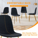 Luxury Simple Chair (Set of 4) Linen Cotton High Resilience Dining Chair With Metal en Legs - Black / Gold