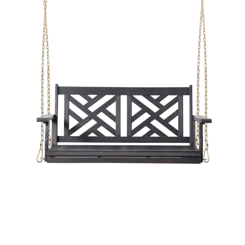 Alejandro - Acacia Wood Porch Swing With Slat Panel Seating