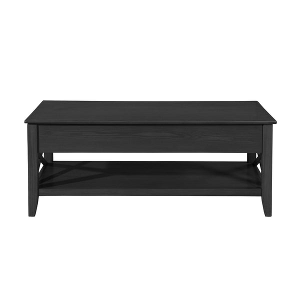 Decatur - Farmhouse Lift Top Coffee Table With Storage - Black / Ash