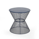 Zine - Outdoor Side Table With Hourglass Shaped And Iron Frame - Navy
