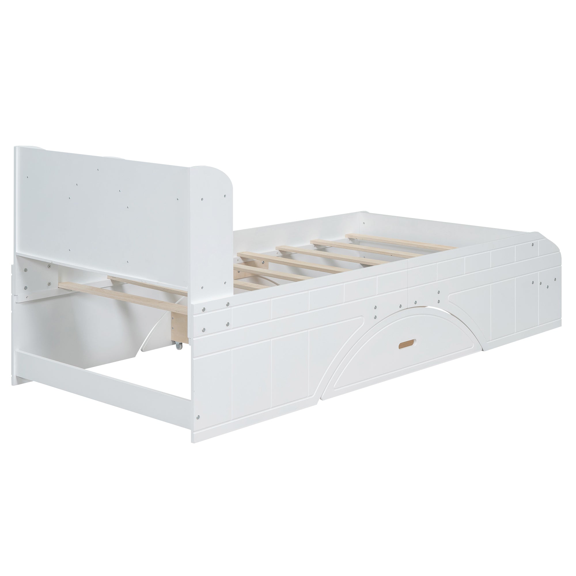 Wood Twin Size Platform Bed with 2 Drawers, Storage  Headboard and Footboard, White - Atlantic Fine Furniture Melbourne FL