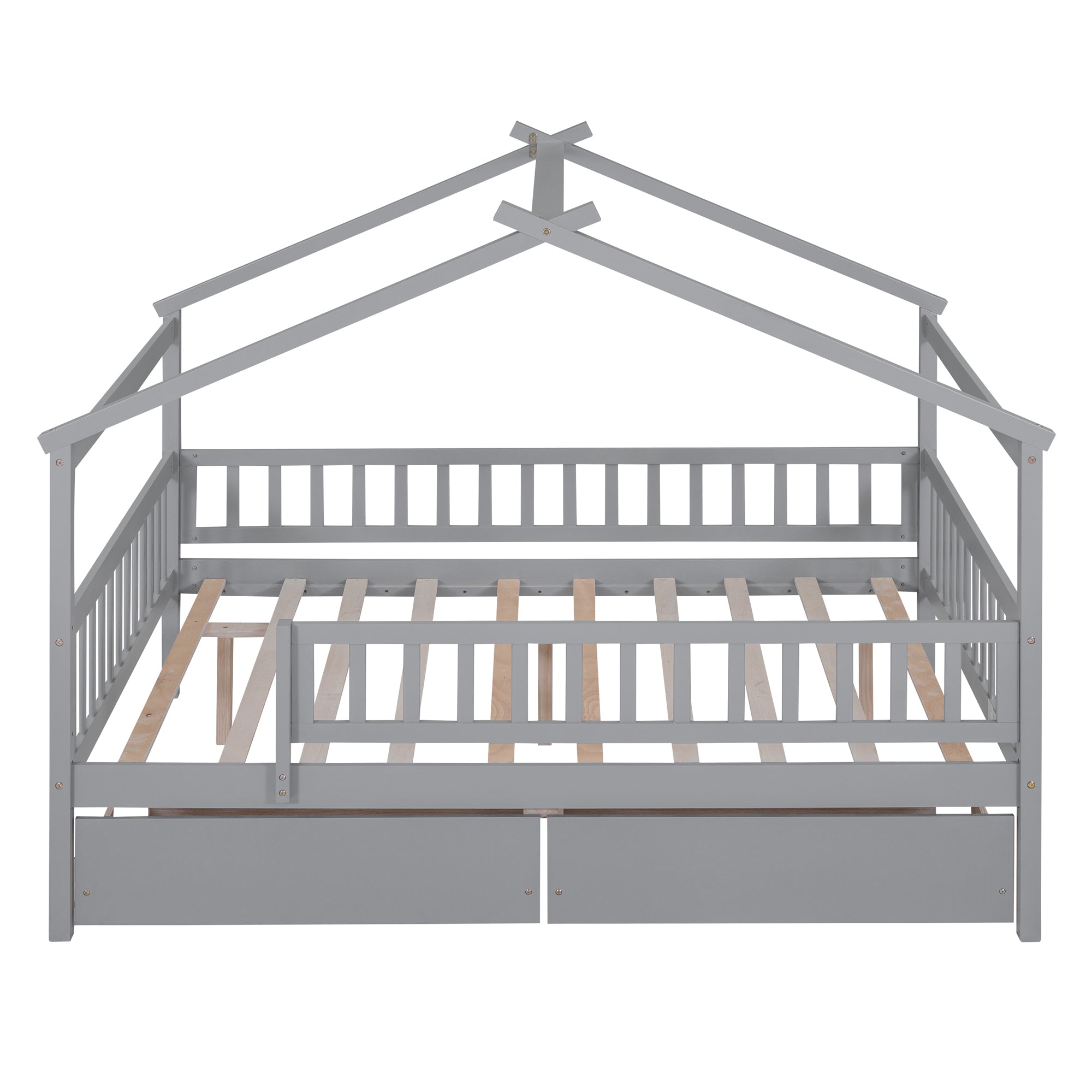 Full Size Wooden House Bed with Two Drawers,Gray - Atlantic Fine Furniture Melbourne FL