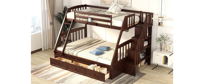 Bunk Bed With Drawers, Ladder And Storage Staircase