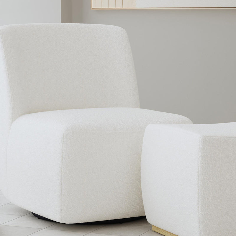 Nico - Swivel Chair & Ottoman - White