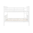 Full over Full Bunk Bed with Ladder for Bedroom, Guest Room Furniture-White(OLD SKU :LP000203AAK)