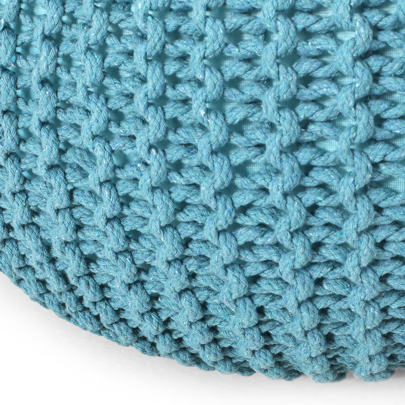 Moro - Knitted Cotton Round Pouf With Pumpkin Shape