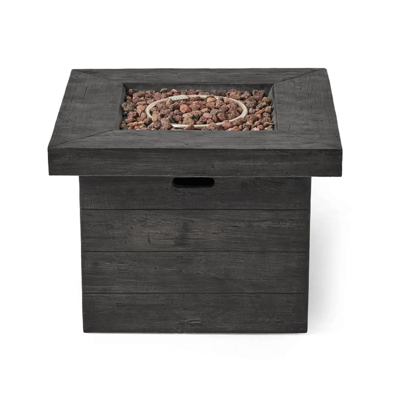 Anchorage - Wood Square Fire Pit 40, 000 Btu - Gray