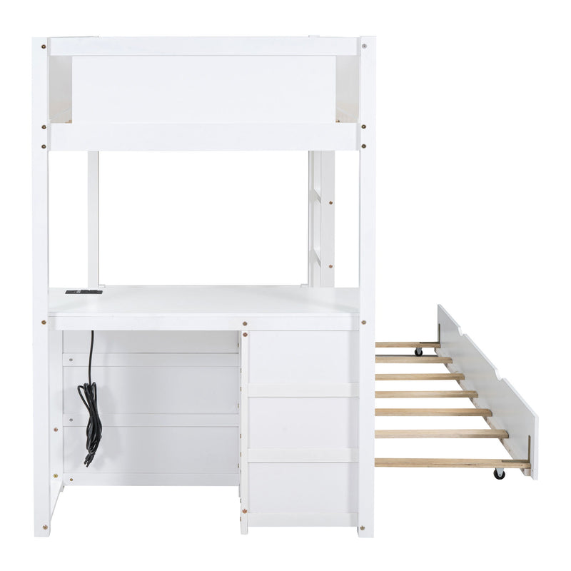 Bunk Bed With Twin Size Trundle, Storage And Desk