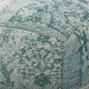 Ocean - Square Pouf Ottoman And Floor Cushion - Teal / Beige