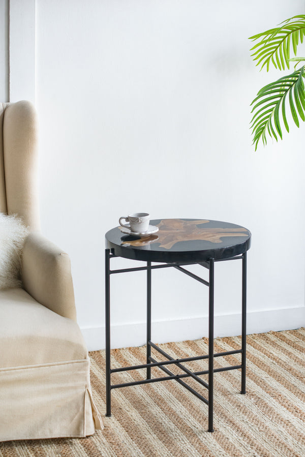 Side Table - Black / Brown