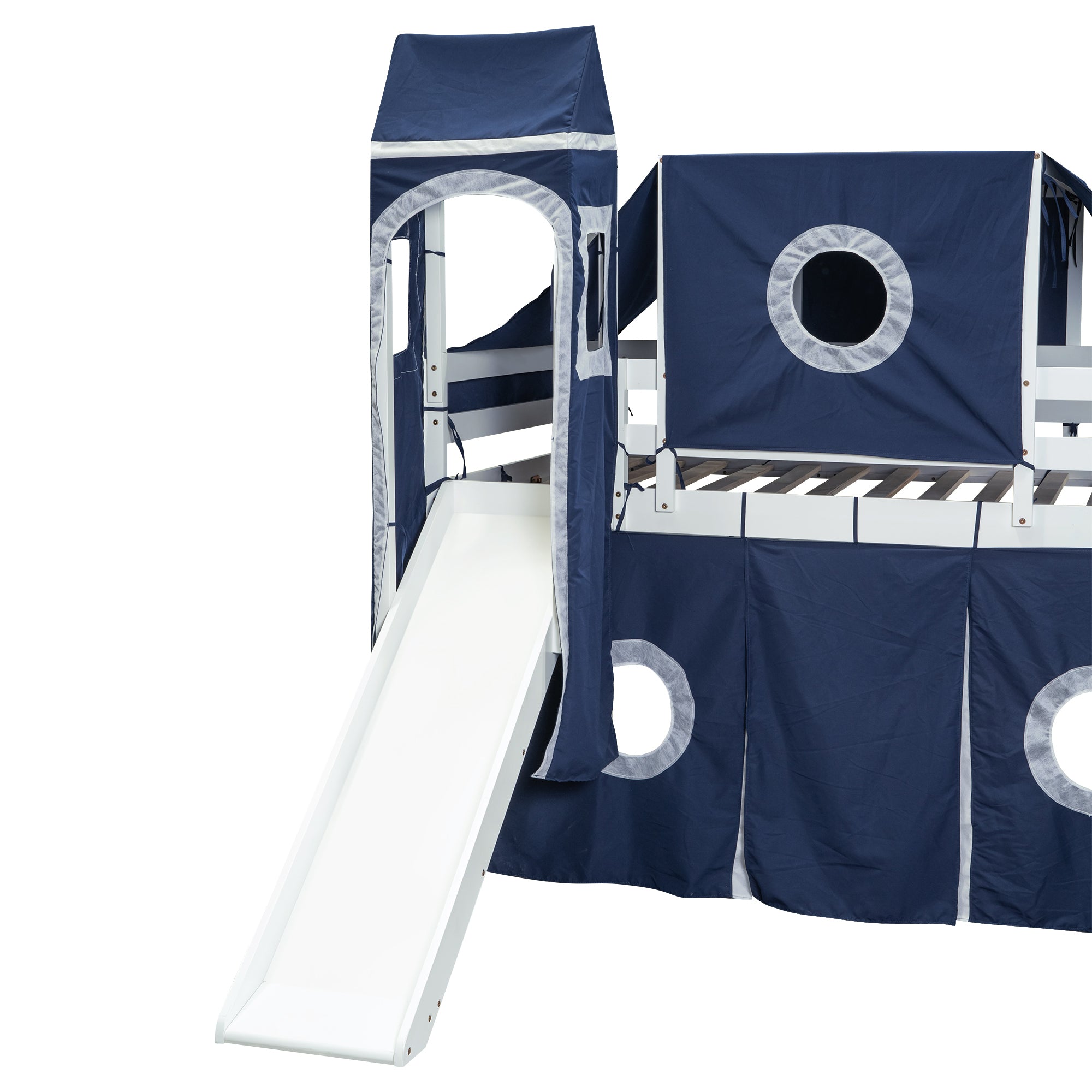 Full Size Loft Bed with Tent and Tower - Blue - Atlantic Fine Furniture Melbourne FL