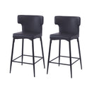 Modern Bar Stools With Upholstery And Metal Footrest (Set of 2)