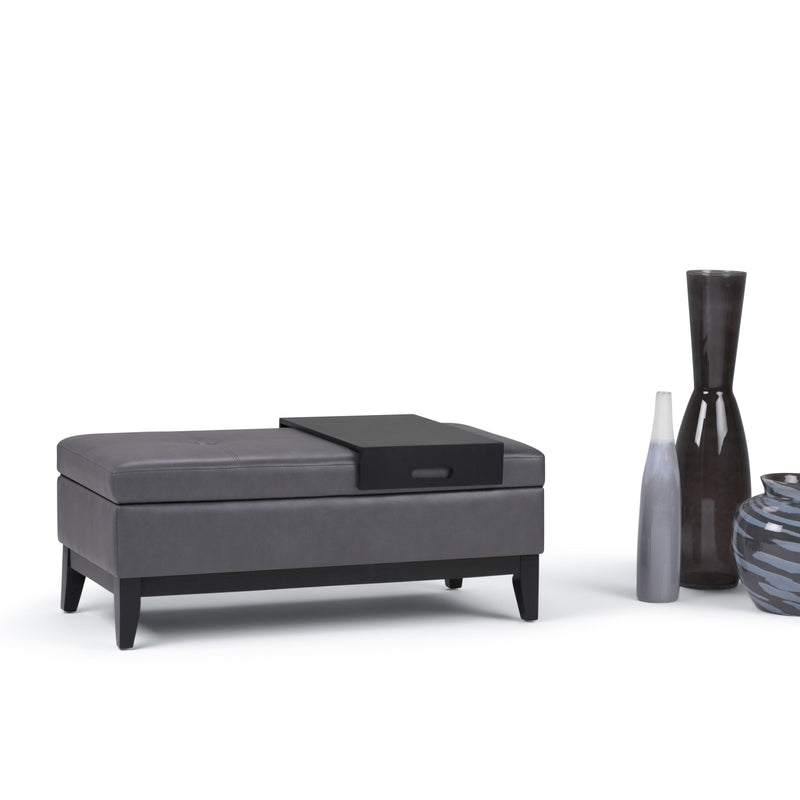 Oregon - Contemporary Storage Ottoman Bench With Tray