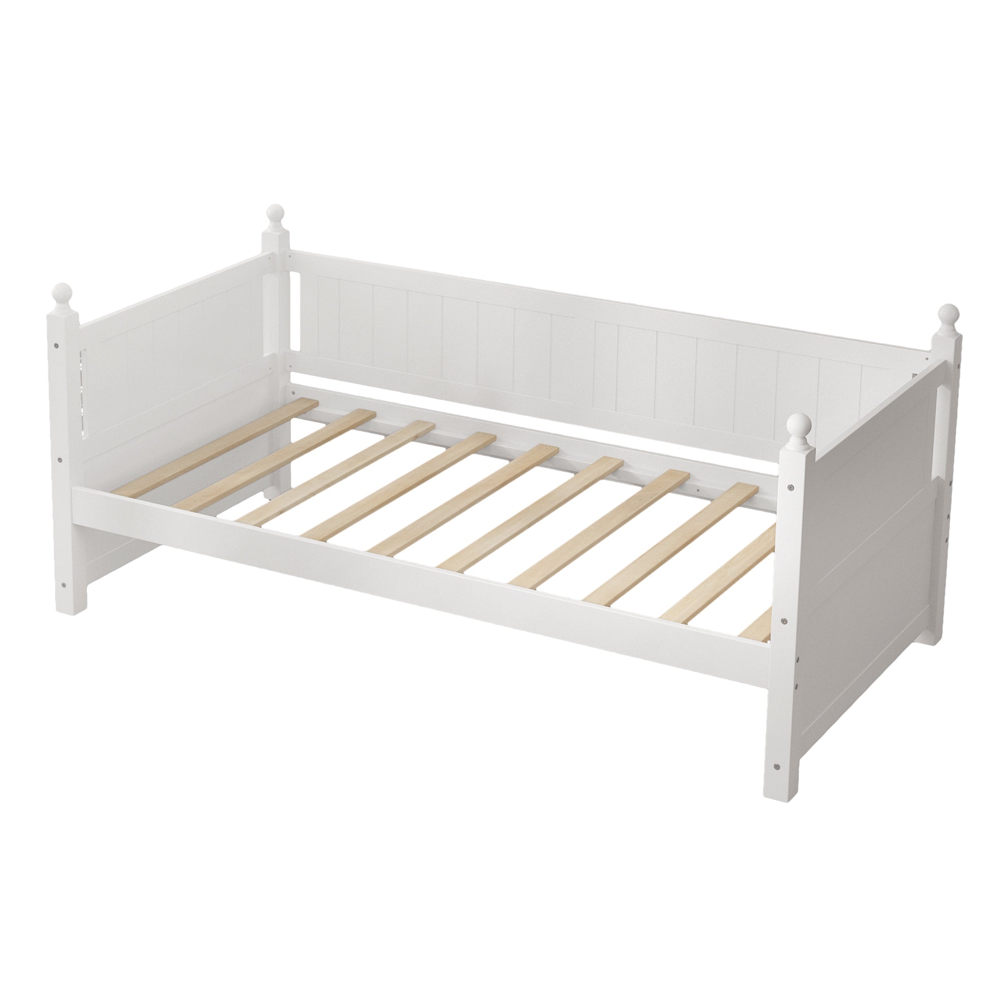 Twin Size Solid Wood Daybed with Trundle for Limited Space Kids, Teens, Adults, No Need Box Spring, White - Atlantic Fine Furniture Melbourne FL