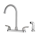 Kitchen Sink Faucet With 2 Handles And Pull Out Side Sprayer, 4 Hole Installation