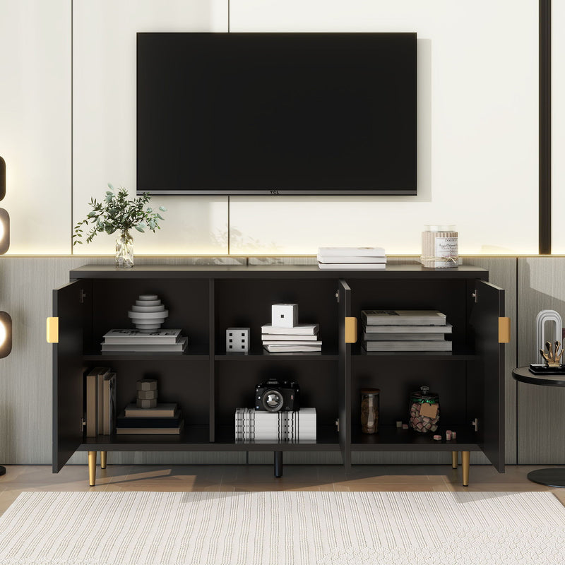 Modern TV Stand With 3 Doors And Adjustable Shelves