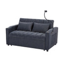 Convertible Sofa Bed Loveseat Sofa With Three USB Ports, Two Side Pockets, Two Cup Holders And 360° swivel Phone Holder For Living Room