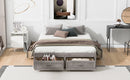 Queen Size Platform Bed with 6 Storage Drawers,Antique Gray