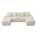 U Shaped Sofa With Console And Cupholders, 6 Seat