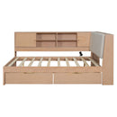 L-Shaped Daybed Corner Bed Under Bed Drawers With Storage Bookcase And Upholstered Headboard And USB Charging Ports