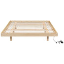 Full Size Floating Bed with LED Lights Underneath,Modern Full Size Low Profile Platform Bed with LED Lights,Natural