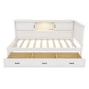 L Shaped Bed Frame With Drawer And And Bookcase With LED Downlight And USB Port