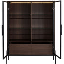Modern Minimalist Style LED Curio Cabinet With Tempered Glass Door, Metal Legs