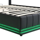 Upholstered Bed With Hydraulic Storage System And LED Light, With Sockets And USB Ports