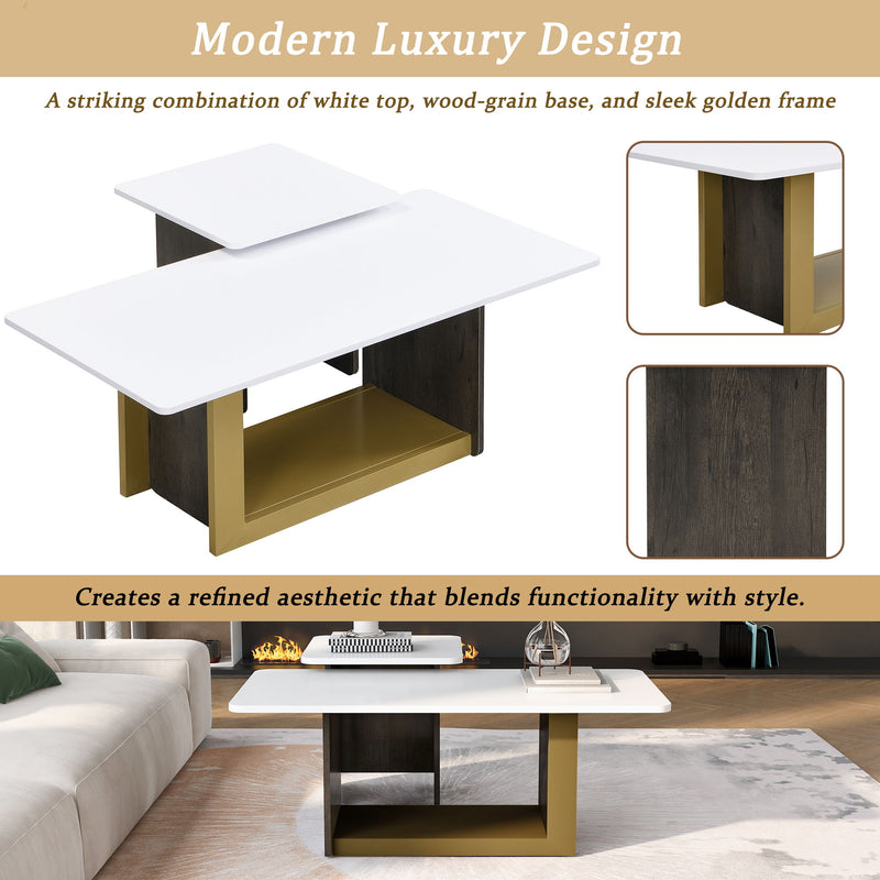 Small Square Coffee Table With End Table (Set of 2)