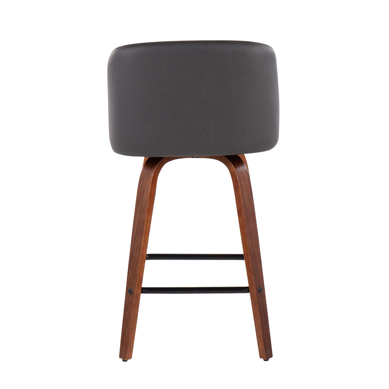 Toriano - Mid Century Modern Fixed Height Counter Stool & Square Footrest (Set of 2)