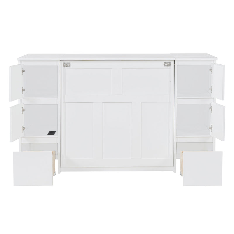Murphy Bed With Drawers, Cabinets, And USB Ports