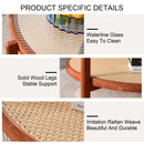 Modern Style Circular Double Layer Tea Table With Rattan Weave