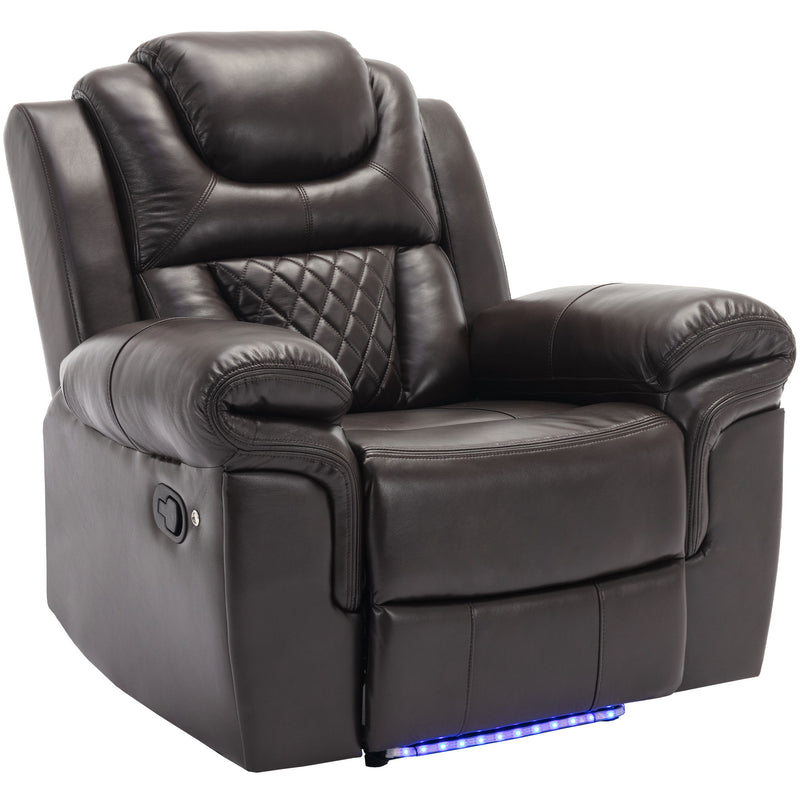 Home Theater Seating Manual Recliner Chair With Led Light Strip For Living Room