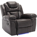 3 Pieces Recliner Sofa Sets Home Theater Seating Manual Recliner Chair With Center Console And LED Light Strip For Living Room