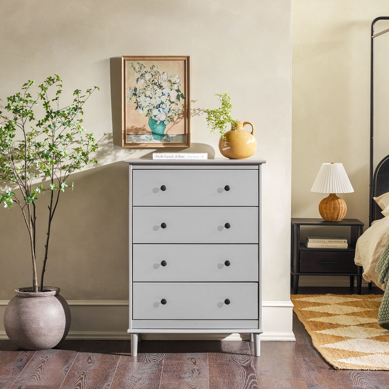 Classic 4 Drawer Solid Wood Dresser - Gray