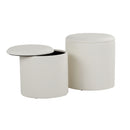 Maverick - Contemporary Nesting Ottoman Set With - Cream