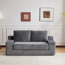 Loveseat Sofa, Comfortable Deep Seat Sofa Bed, Modern Small Corduroy Couch For Living Room Bedroom,Reversible Cushion With Pillows,No Assembly Required,Dark Gray