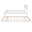 Full Size Platform Bed with Adjustable Trundle,White(Old SKU:SM000248AAK)