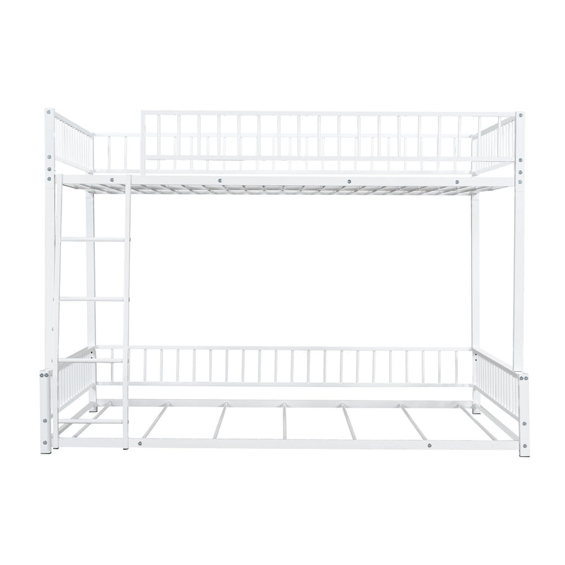 Bunk Bed Frame With Ladder And Safety Guardrails