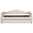 Twin Size Upholstered Daybed with Light and USB Port, Beige