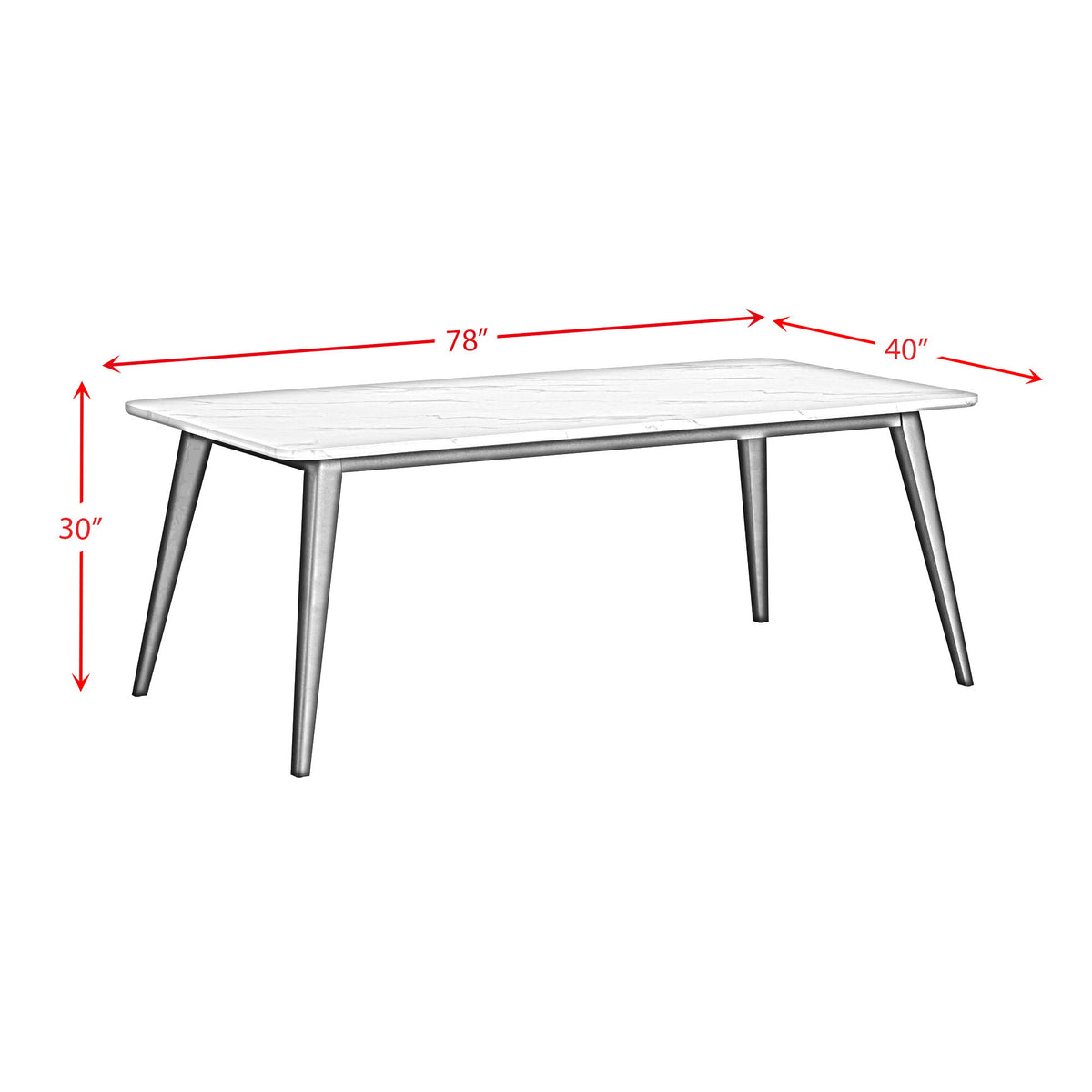 Marlene Dining Table With White Faux Marble Top in White by Elements International, view 8