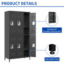 6 Door Lockers With Lock For Secure Storage - Black