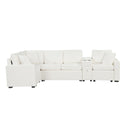 Contemporary L Shaped Convertible Sofa Bed With Pull Out Bed, Cup Holders, And Storage
