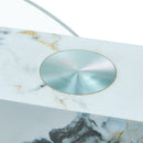 Contemporary Artistic Double Layer Coffee Table,Tempered Glass Top